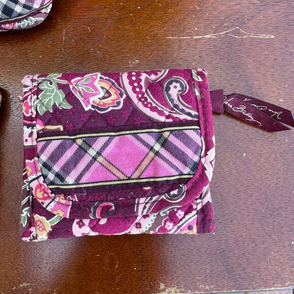 Vera Bradley 4 Piece Set Bag Makeup Bag Change Purse And Wallet Pink Red Floral - Picture 6 of 15